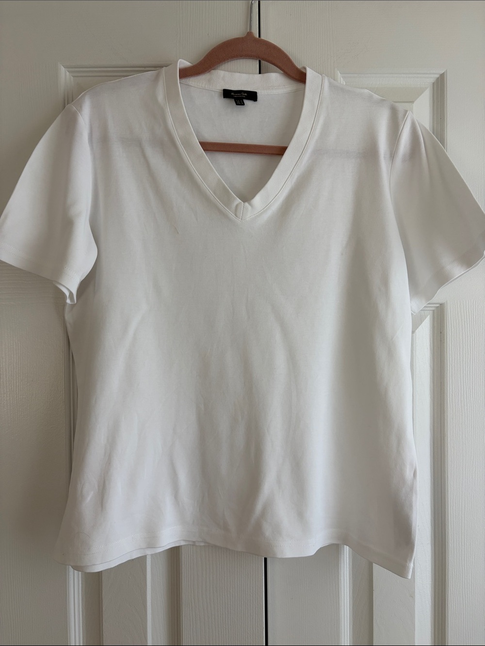 Massimo Dutti White V-Neck Short Sleeve Tee